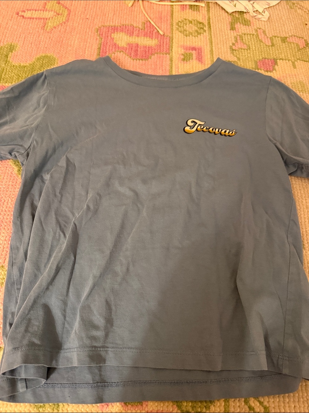 Kids Tecovas Short Sleeve Tee in Dusty Blue with Yellow Logo